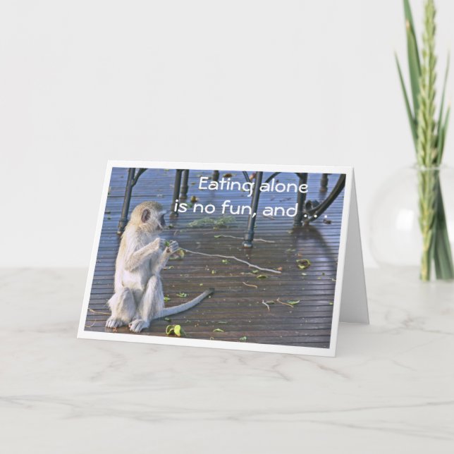 CARTE "CUTE & MESSY BABOON" (MANGER SEUL N'EST PAS AMUSA (Devant)