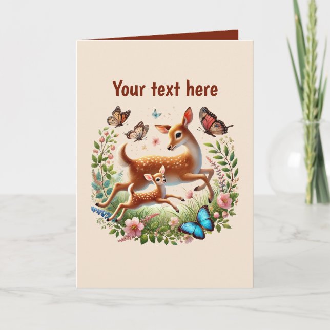 Carte Cute Mom bébé cerf personnalisable (Devant)