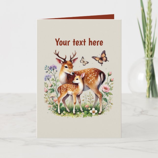 Carte Cute Mom bébé cerf personnalisable (Devant)