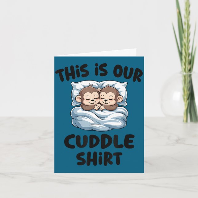 Carte Cute Monkey Couple This Is Our Cuddle  (Devant)