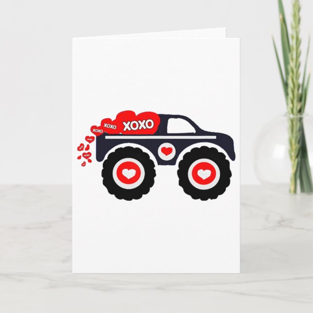 Carte Cute Monster Truck Valentine's Day Xoxo Heart Todd (Devant)