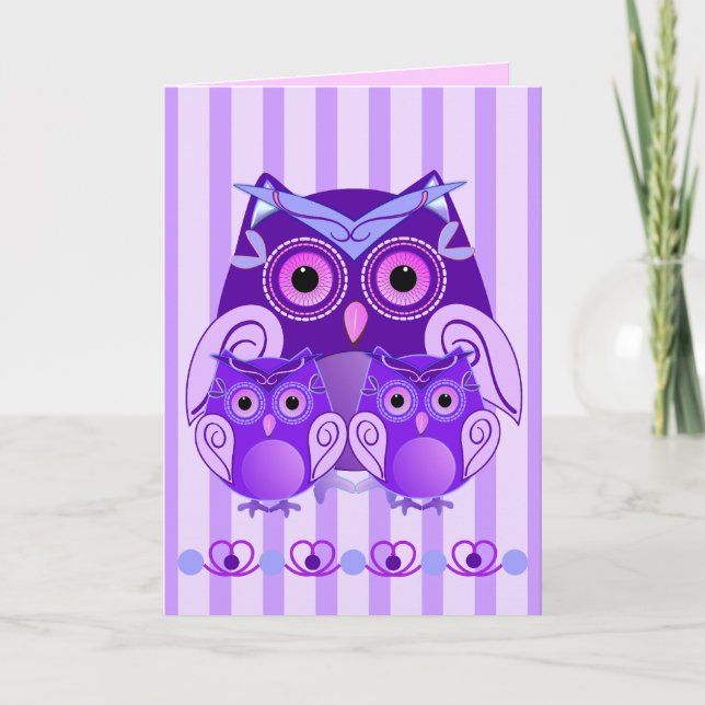 Carte Cute Mother's day card with Owls and text (Devant)