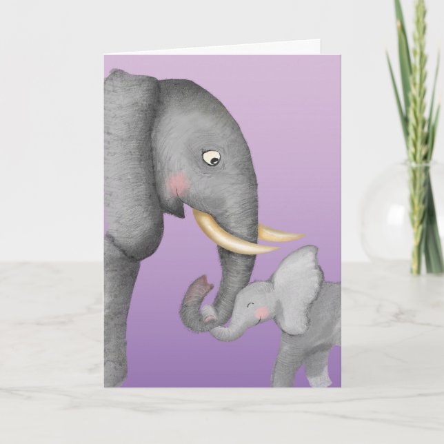 Carte Cute mum and baby elephant Mothering Sunday card (Devant)