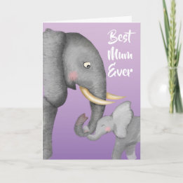 Carte Cute mum and baby elephant Mother's Day card