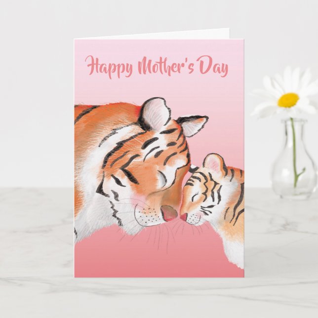 Carte Cute mum and baby tiger Mother's Day card (Petite plante)