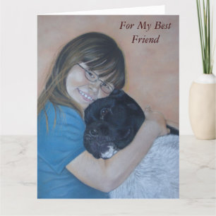 Carte Cute noir et blanc akita bouddin meilleur ami