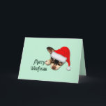 Carte Cute Noir et Tan Chihuahua Chiuppy avec Santa Hat<br><div class="desc">Joli Chihuahua Noir et Tan Chihuahua Chiot avec Santa Hat. Petite race mexicaine de chien de jouet,  peut être agressif et dévoué. Consultez mes idées de cadeaux abordables pour les amis et la famille.</div>