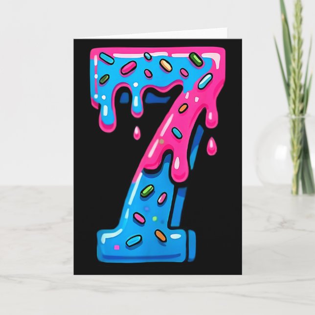 Carte Cute Number 7 Ice Cream Drip 67 Meme Costume Coupl (Devant)