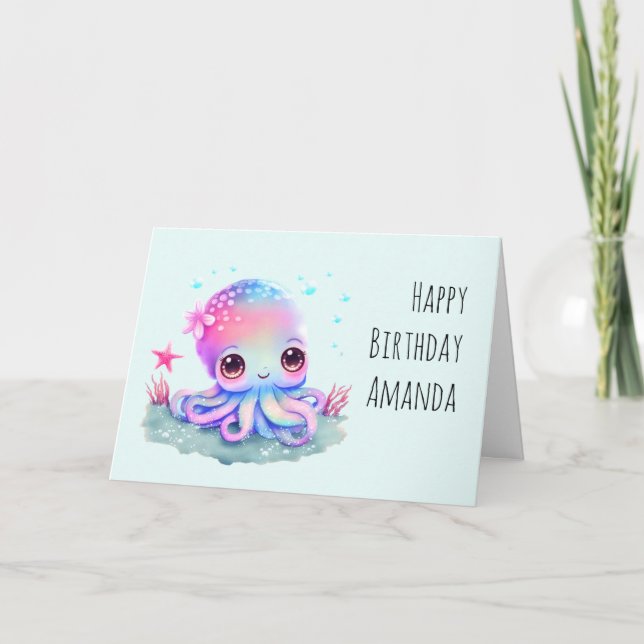 Carte Cute Octopus Sea Creatday (Devant)