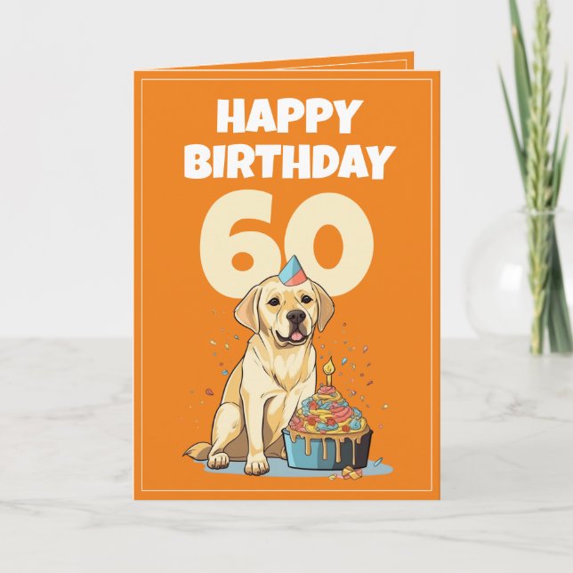 Carte Cute Orange and White Lab Husband 60e anniversaire (Devant)