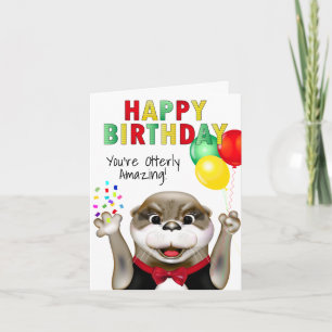 Carte Cute Otter à Tuxedo Joyeux anniversaire