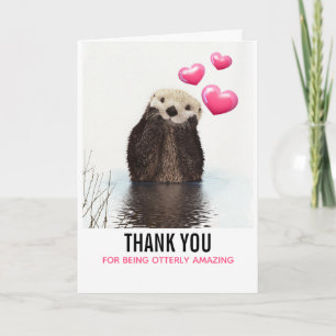 Carte Cute Otter avec Merci de coeur