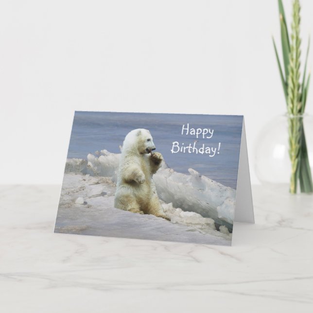 Carte Cute Ours Polaire Cub & Glace Arctique Anniversair (Devant)
