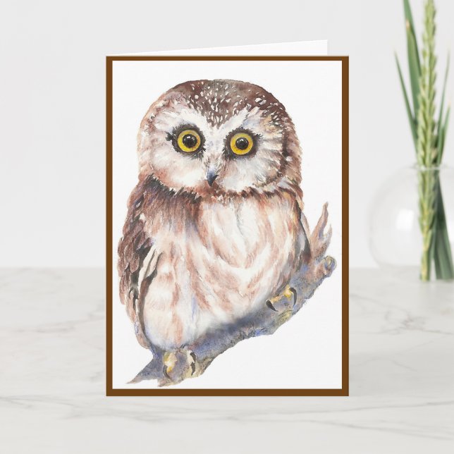 Carte Cute Owl - Aquarelle Collection d'oiseaux (Devant)