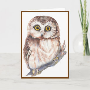 Carte Cute Owl - Aquarelle Collection d'oiseaux