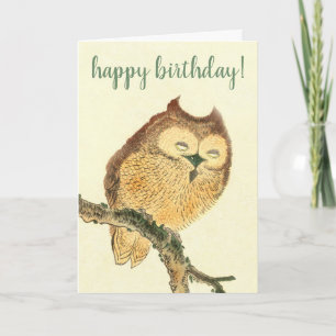 Carte Cute Owl - Art japonais Anniversaire