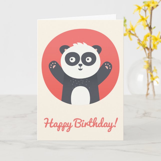 Carte Cute Panda Bear - Anniversaire Enfant Personnalisé (Fleur jaune)