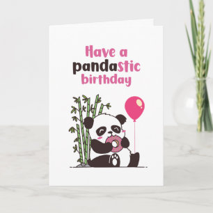 Carte Cute Panda Manger Donut Pandastic Funny Anniversai