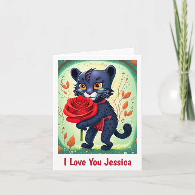 Carte Cute Panther I Lote Nom Personnalisé (Devant)