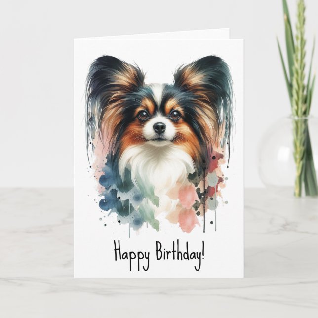 Carte Cute Papillon Chien Aquarelle Art (Devant)