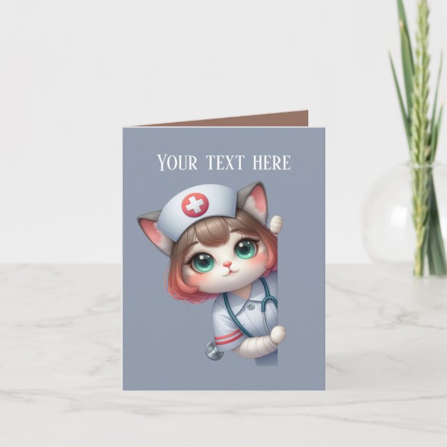 Carte Cute peeking Nurse ajouter message chat (Devant)