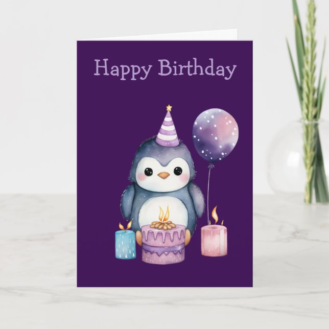 Carte Cute Penguin Birthday (Devant)