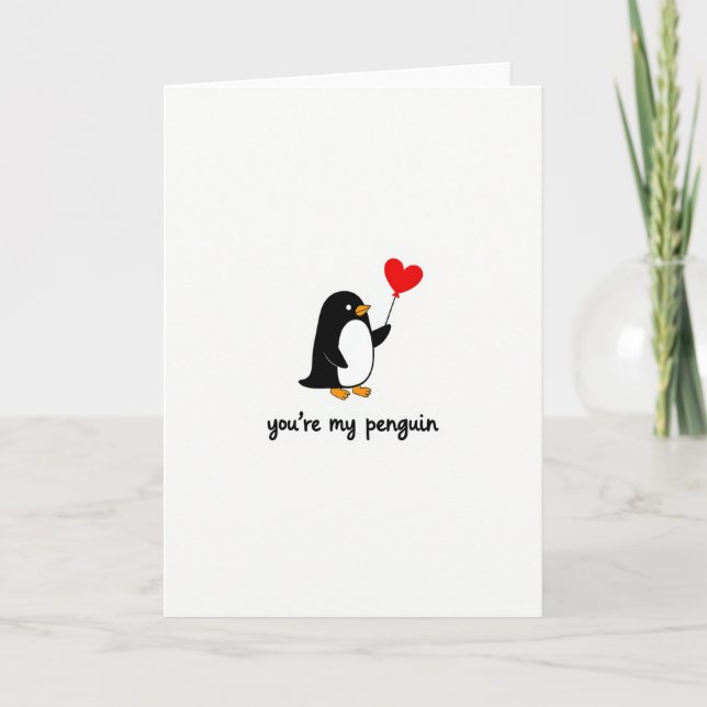 Carte Cute Penguin Love Heart Card (Devant)