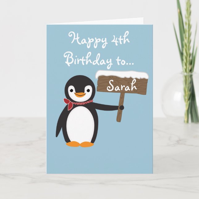 Carte Cute Penguin Portant Une Écharpe Design (Devant)