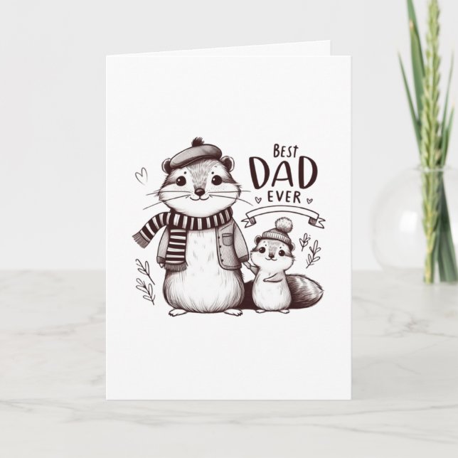 Carte Cute père écureuil avec bébé (Devant)