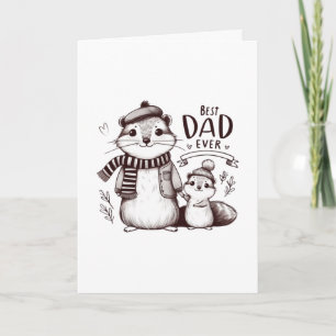 Carte Cute père écureuil avec bébé