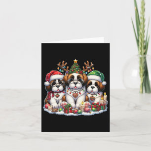 Carte Cute Père Noël Reindeer Elf Saint Bernard Christma