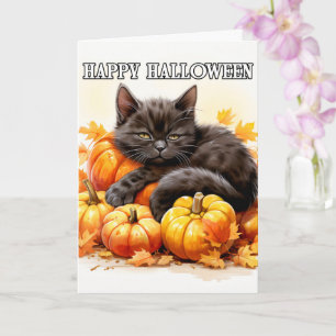 Carte Cute Petit Lazy Day Chat noir   Halloween