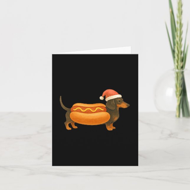 Carte Cute Petite Christmas Funny Hot Dog Dachshund Prem (Devant)