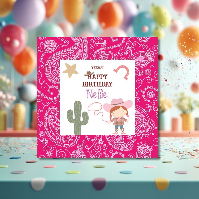 Carte Cute Pink Cowirl Child's Birthday (Créateur téléchargé)