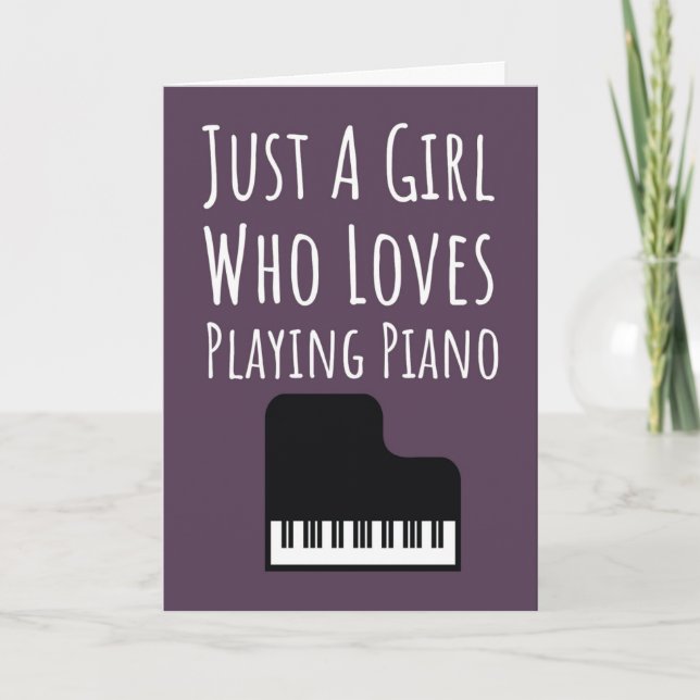 Carte Cute Pink Piano Player Cards For Baby Girl Pianist (Devant)