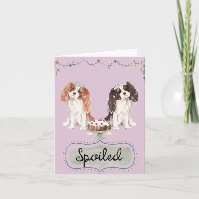 Carte Cute Pink Spoiled Puppies (Devant)