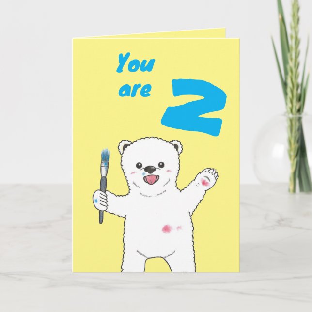 Carte Cute Polar Ours Petit Artiste Plier Anniversaire d (Devant)