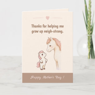 Carte Cute Pony Pun dans un style esthétique neutre Gran