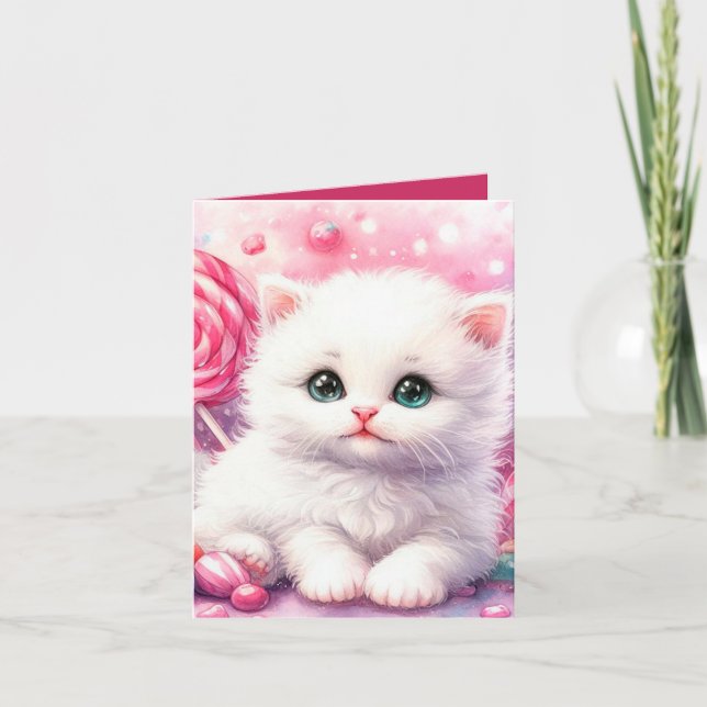 Carte Cute Princess kitten ajouter un message n'importe  (Devant)