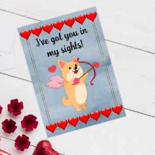 Carte Cute Puppy Cupid Valentine's Day