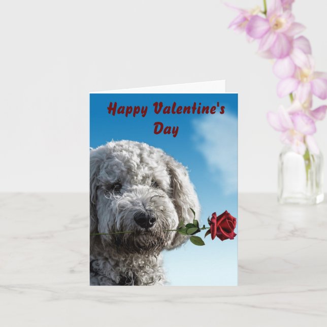 Carte Cute Puppy Happy Valentine's Day (Orchidée)