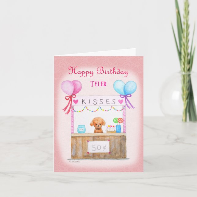 Carte Cute Puppy Kisses Stall Amoureux des chiens Person (Devant)