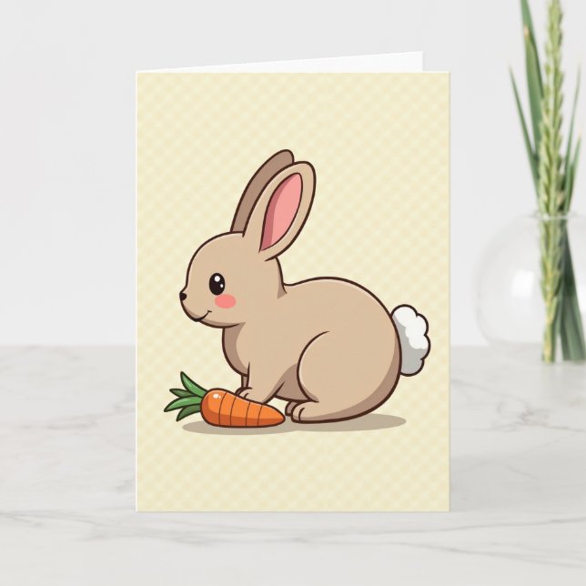 Carte Cute Rabbit And Carrot Art Card (Devant)