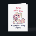 Carte Cute Raccoon Pew Pew Pew Pew Funny Joyeux Annivers<br><div class="desc">Carte d'anniversaire drôle et mignonne pour ceux qui aiment les puns et l'humour. Une façon idéale de souhaiter un joyeux anniversaire à vos amis et à votre famille. Visitez notre magasin pour plus de collection de cartes d'anniversaire. Vous y trouverez des cartes d'anniversaire cool, humoristiques et parfois sarcastiques pour votre...</div>