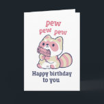 Carte Cute Raccoon Pew Pew Pew Pew Funny Joyeux Annivers<br><div class="desc">Carte d'anniversaire drôle et mignonne pour ceux qui aiment les puns et l'humour. Une façon idéale de souhaiter un joyeux anniversaire à vos amis et à votre famille. Visitez notre magasin pour plus de collection de cartes d'anniversaire. Vous y trouverez des cartes d'anniversaire cool, humoristiques et parfois sarcastiques pour votre...</div>