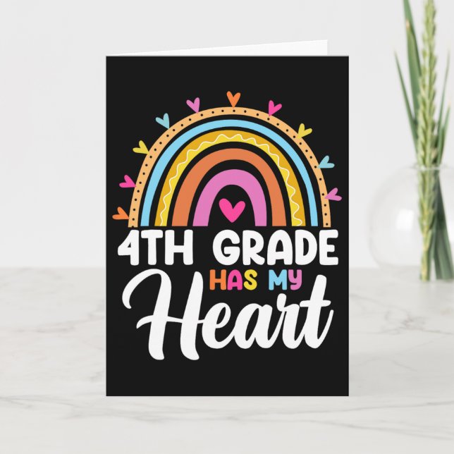 Carte Cute Rainbow 4e année a mon cœur Professeur Saint- (Devant)