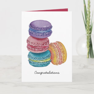 Carte Cute Rainbow Macaroons In Watercolor