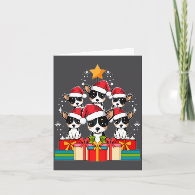 Carte Cute Rat Terrier Le Dog Christmas Tree Xmas Hat Lo (Devant)