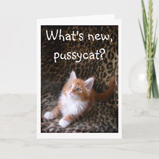 Carte Cute red kitten on leopard print greeting card (Devant)