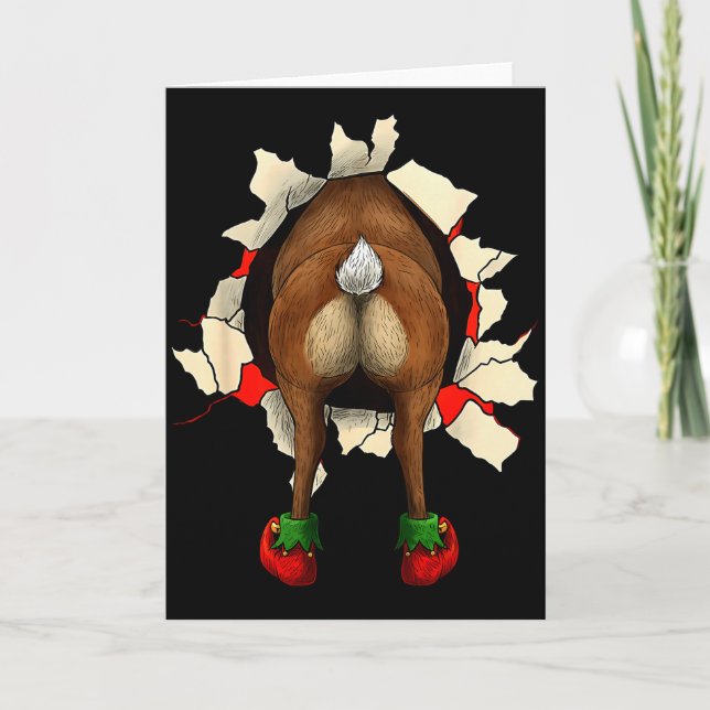 Carte Cute Reindeer Butt Breakthrough Noël  (Devant)